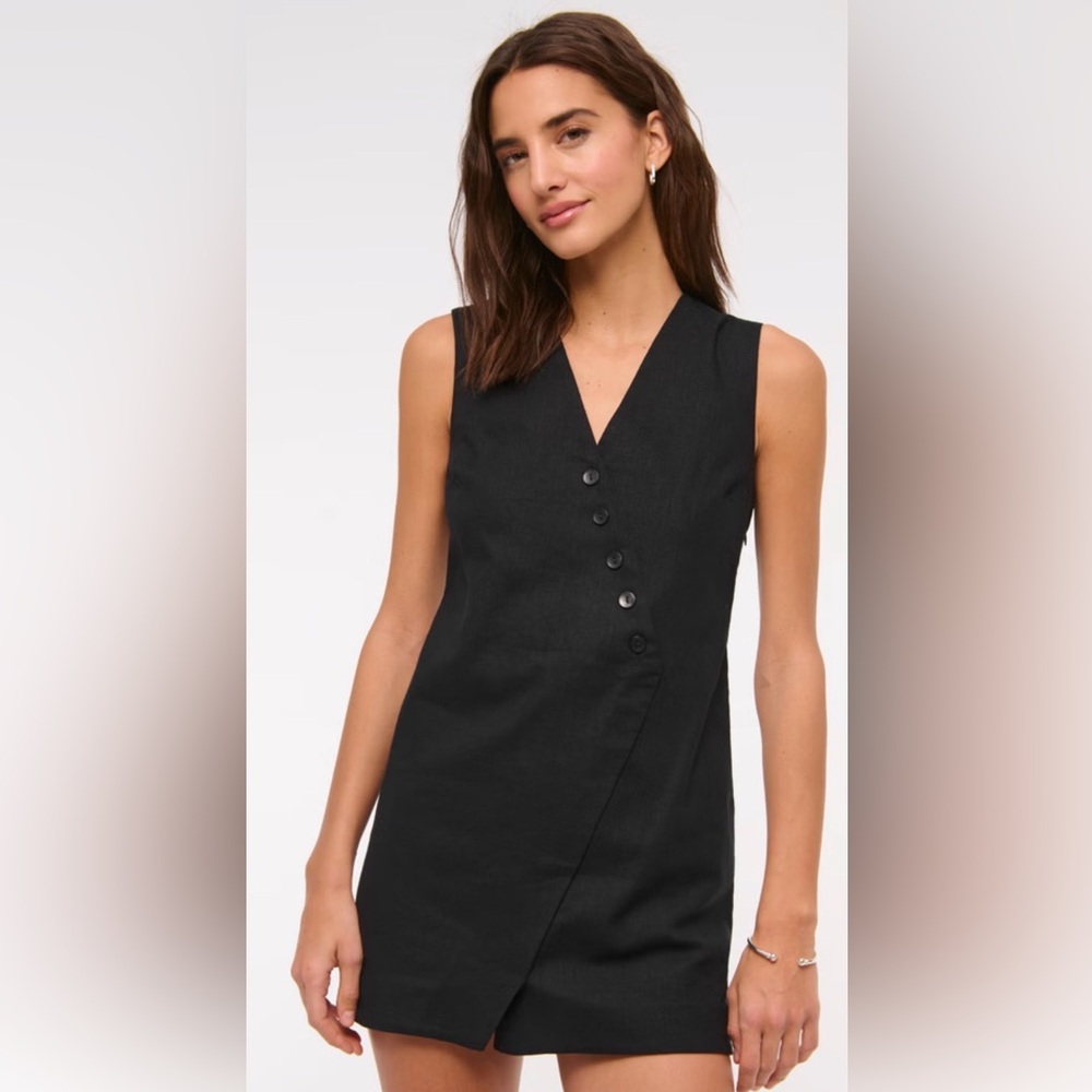 Black button down mini dress